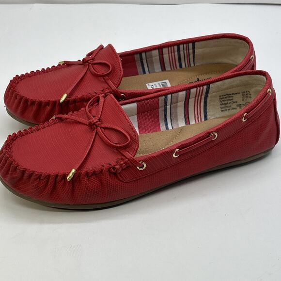 Dexflex Womens Size 8.5 W Comfort Geneva Penny Loafer Shoe Red Slip On EXCELLENT - Picture 1 of 7